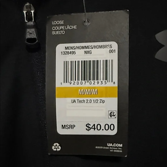 Men’s Under Armour Tech 2.0 Black Long Sleeve 1/2 zip {Medium} - Picture 2 of 8